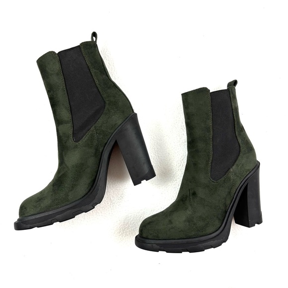 NWOT Nine West Ream Forest Green Faux Suede Chelsea Ankle Calf boots (7M) - Picture 11 of 16